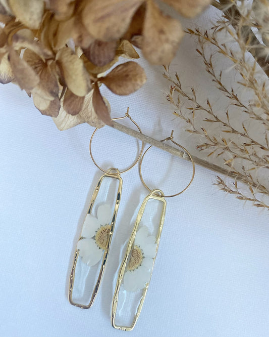 Pressed White Daisy Earrings