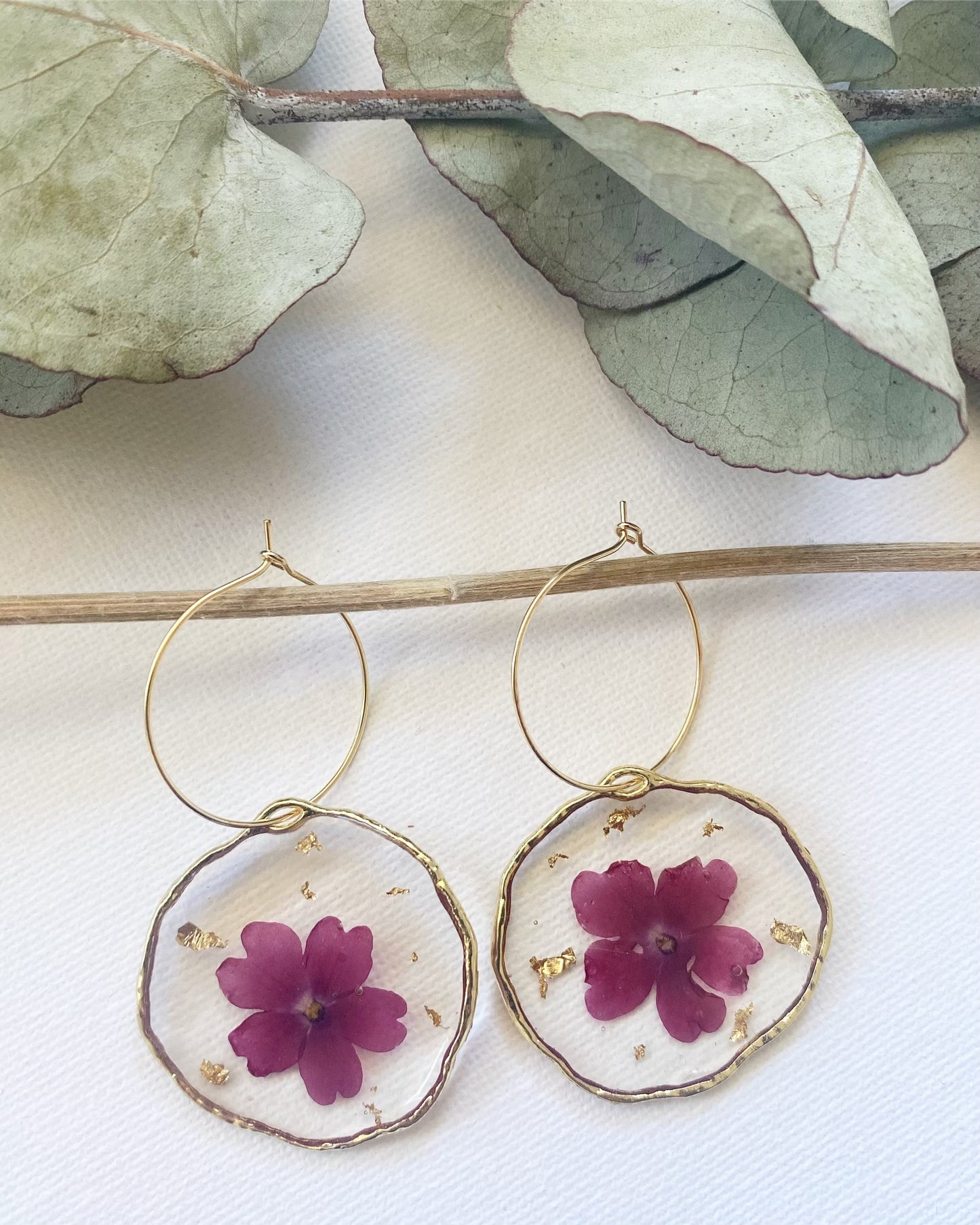 Pressed Burgundy Flower Earrings