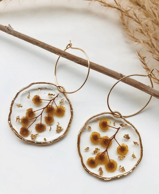 Pressed Australian Wattle Earrings